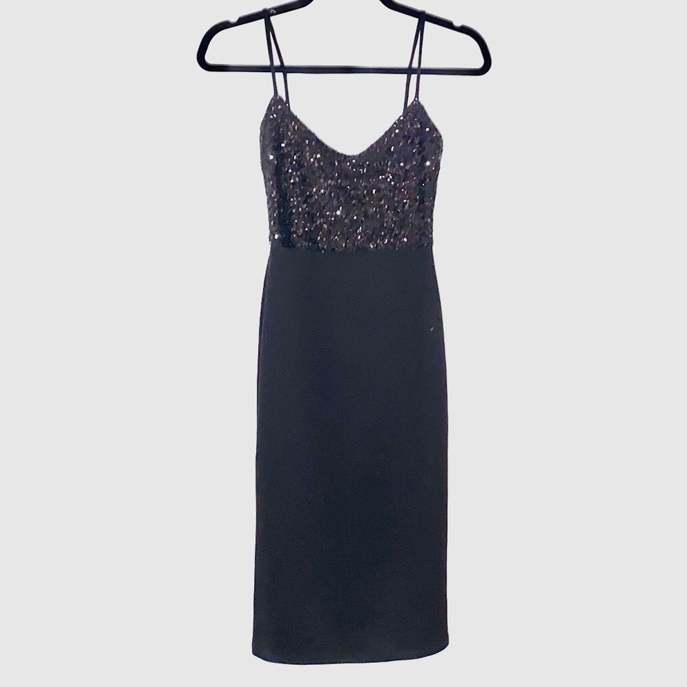 Asos sequin strappy midi dress in  black